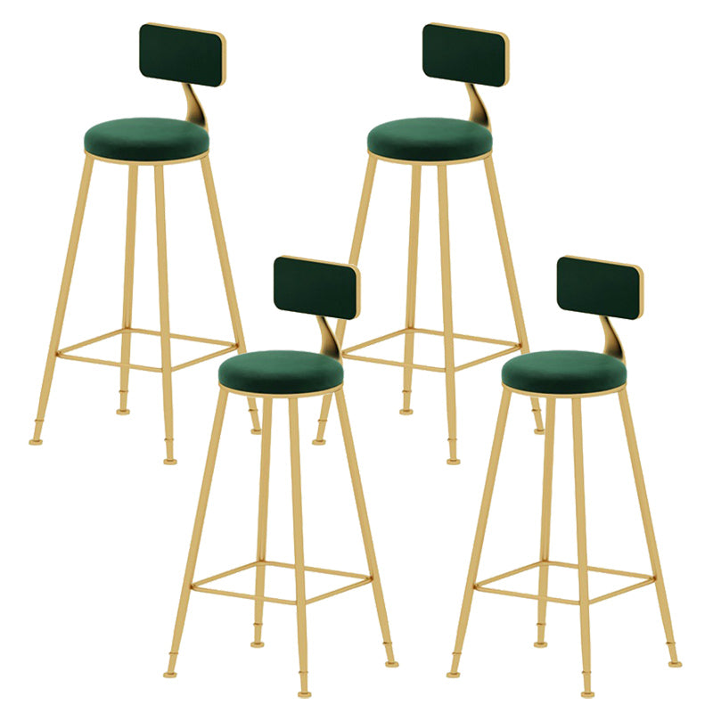 Upholstered Counter Stool Glam Style Low Back Bar Stool with Gold Frame