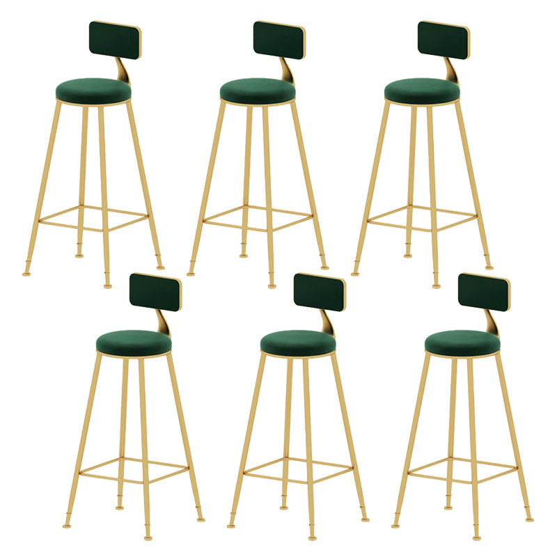 Upholstered Counter Stool Glam Style Low Back Bar Stool with Gold Frame