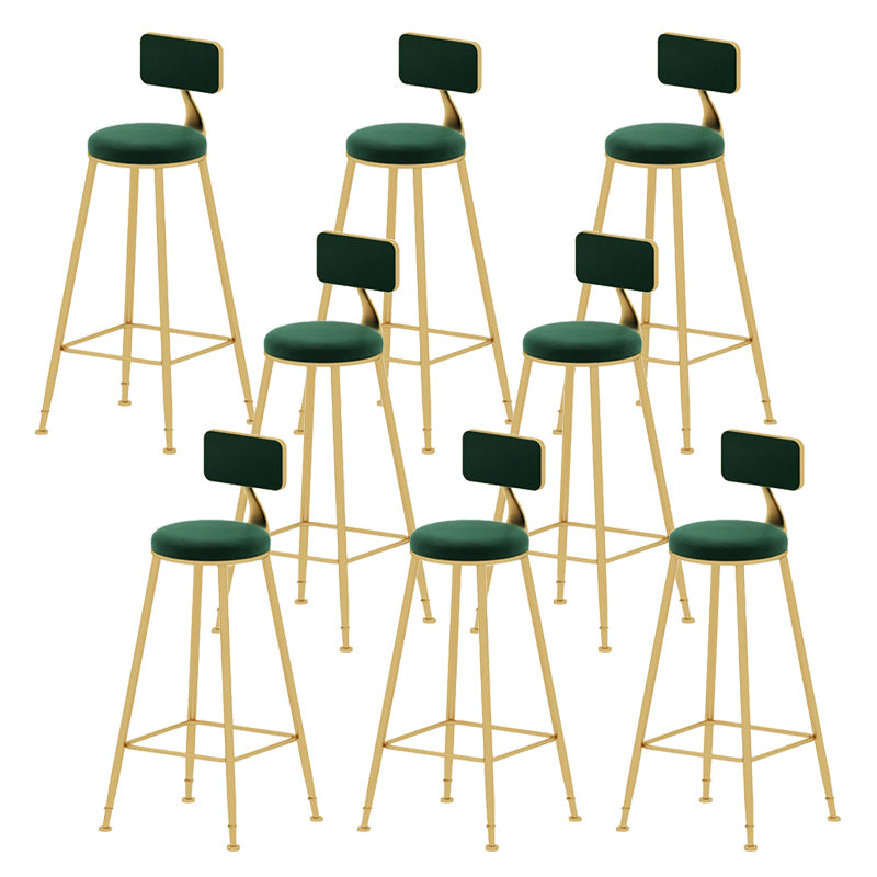 Upholstered Counter Stool Glam Style Low Back Bar Stool with Gold Frame