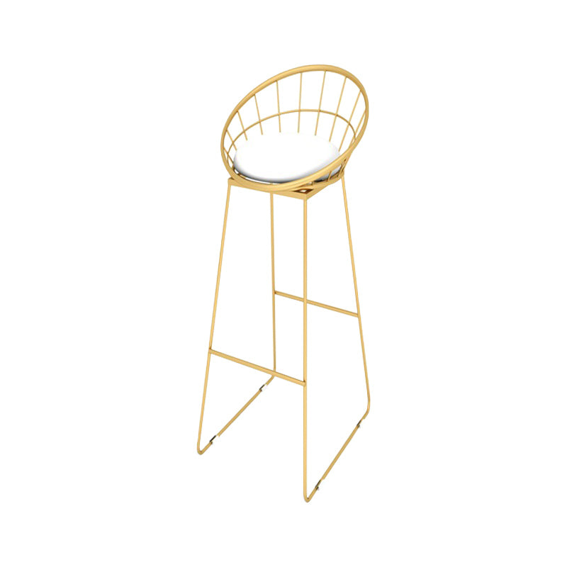 Upholstered Counter Stool Glam Style Low Back Bar Stool with Gold Frame