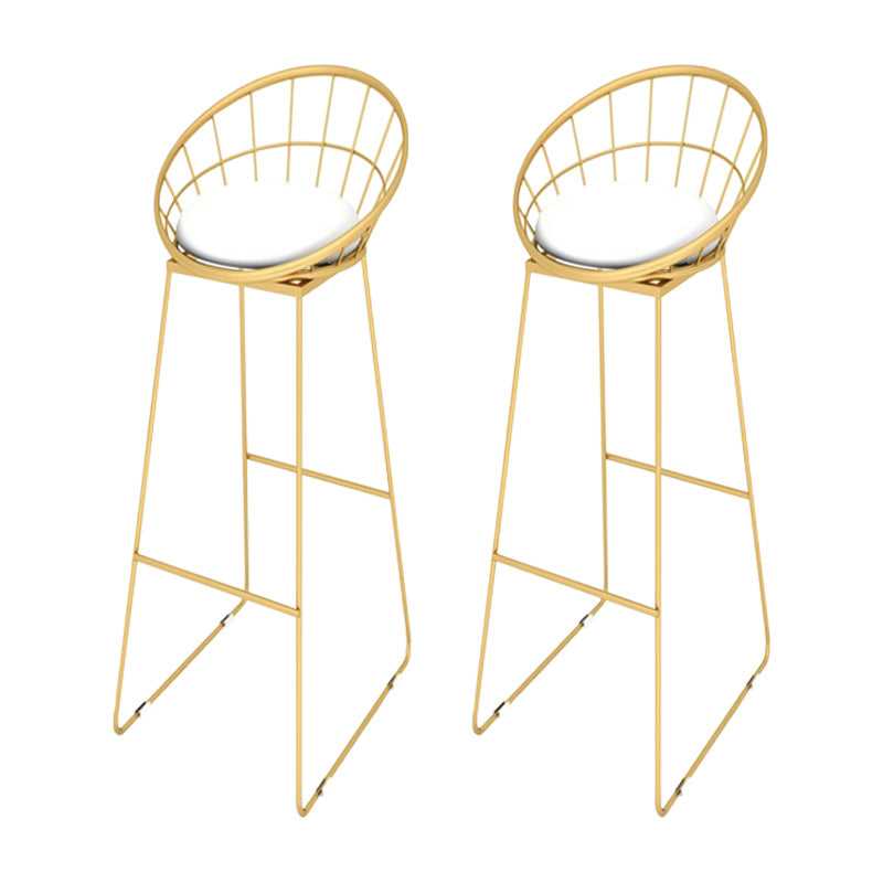 Upholstered Counter Stool Glam Style Low Back Bar Stool with Gold Frame