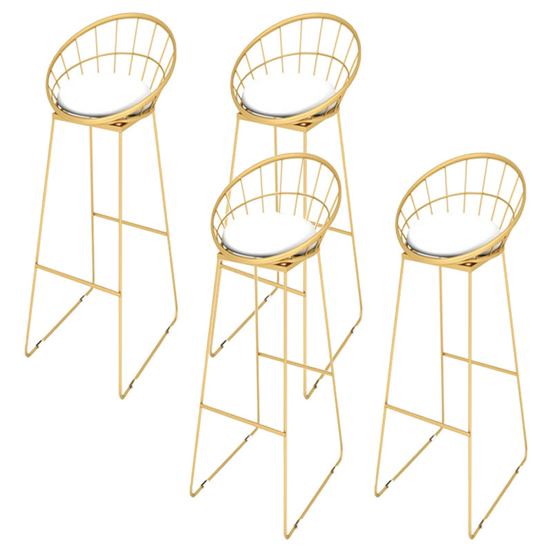 Upholstered Counter Stool Glam Style Low Back Bar Stool with Gold Frame