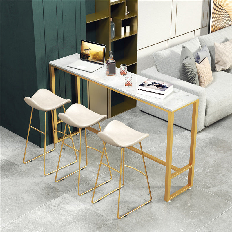 Glam Style Faux Leather Barstool Saddle Seat Bar Stool for Living Room