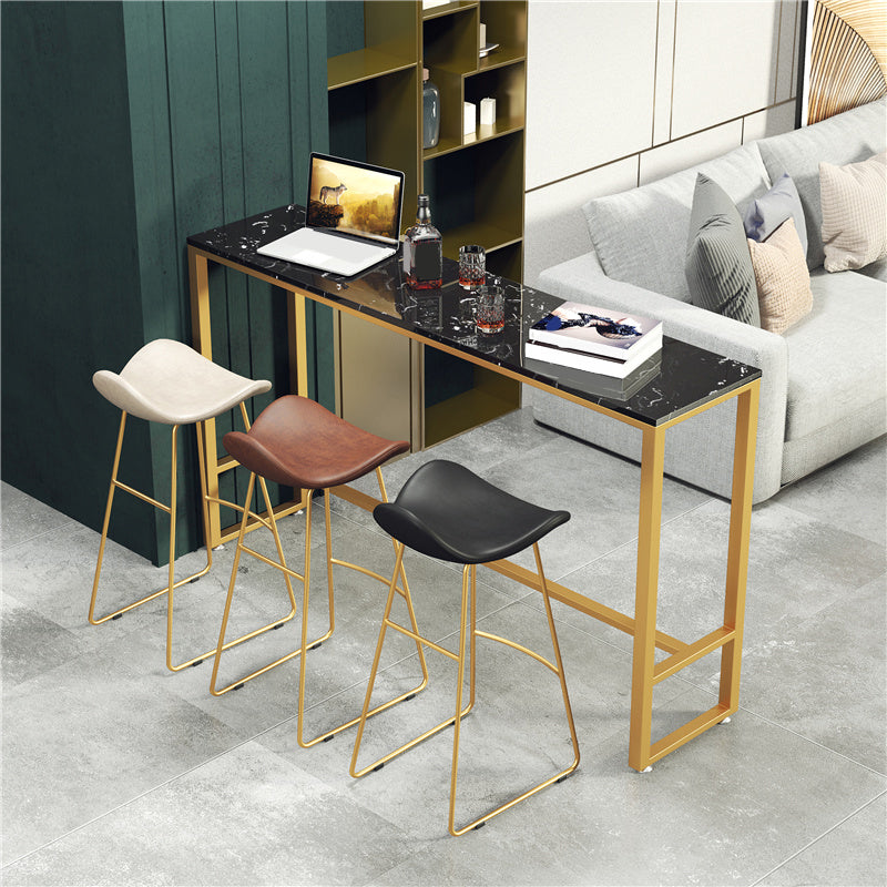 Glam Style Faux Leather Barstool Saddle Seat Bar Stool for Living Room