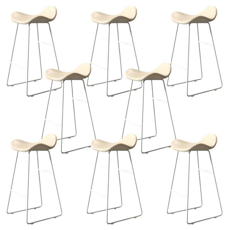 Glam Style Faux Leather Barstool Saddle Seat Bar Stool for Living Room