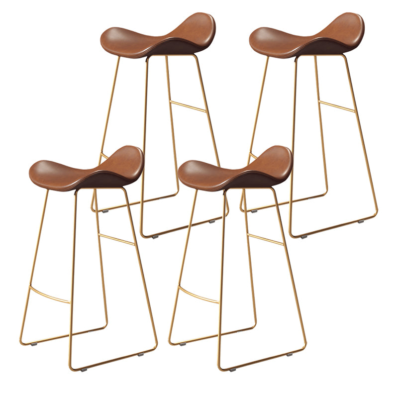 Glam Style Faux Leather Barstool Saddle Seat Bar Stool for Living Room