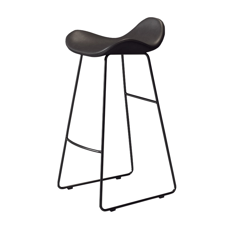 Glam Style Faux Leather Barstool Saddle Seat Bar Stool for Living Room