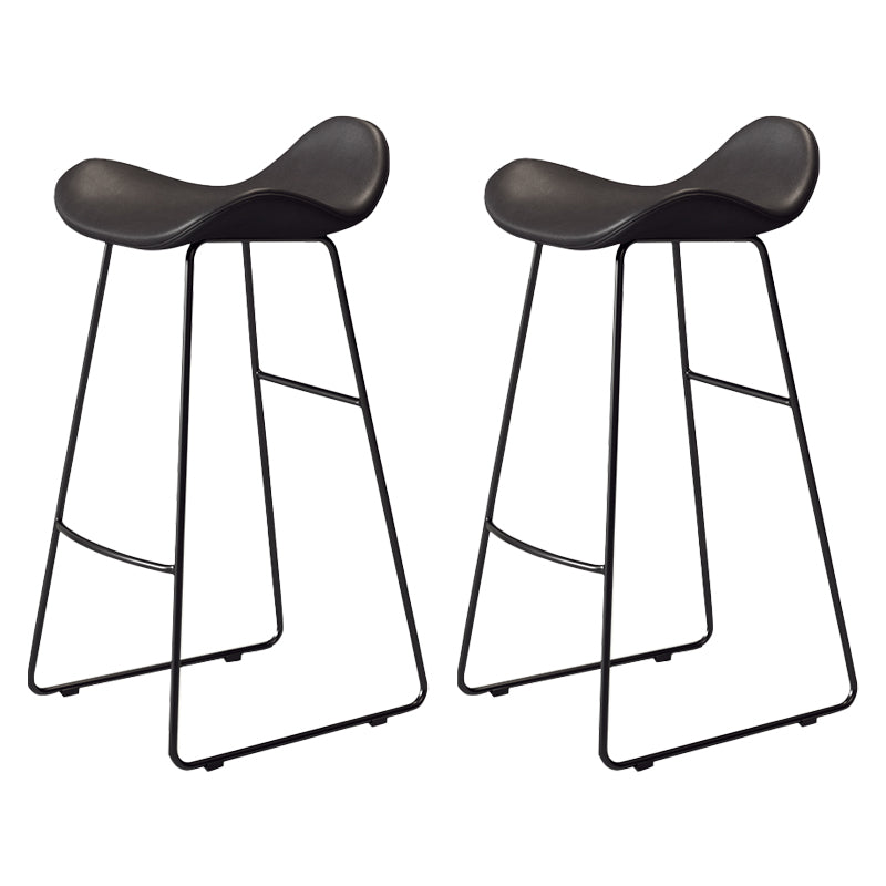 Glam Style Faux Leather Barstool Saddle Seat Bar Stool for Living Room