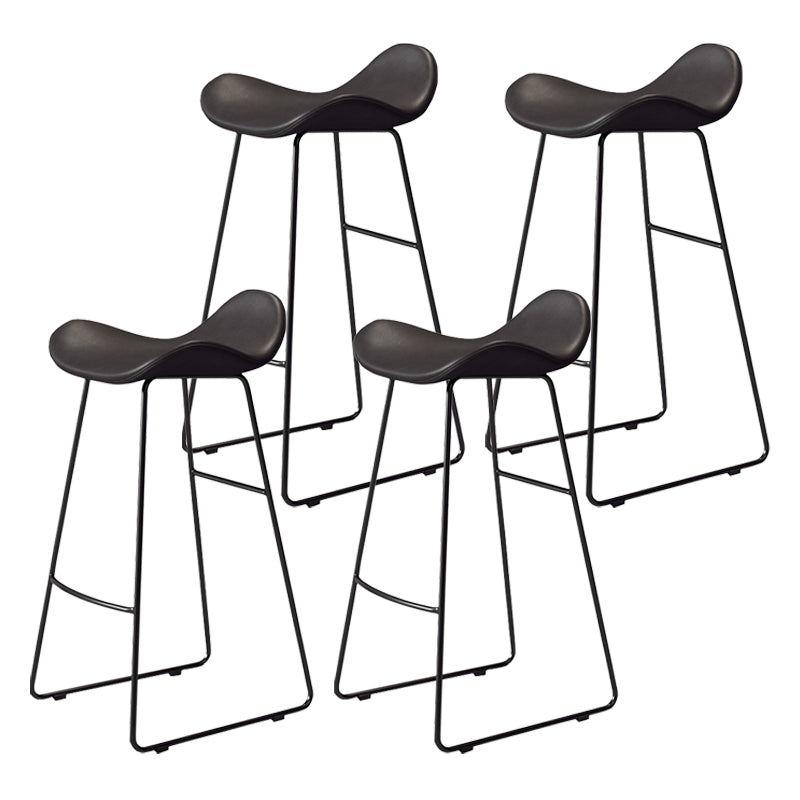 Glam Style Faux Leather Barstool Saddle Seat Bar Stool for Living Room