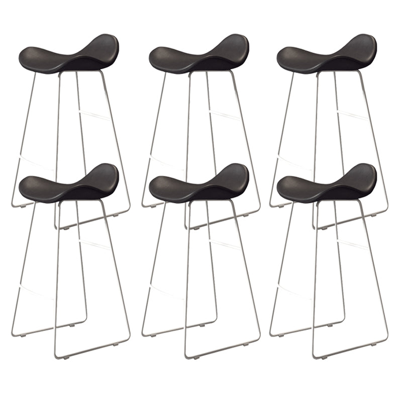 Glam Style Faux Leather Barstool Saddle Seat Bar Stool for Living Room