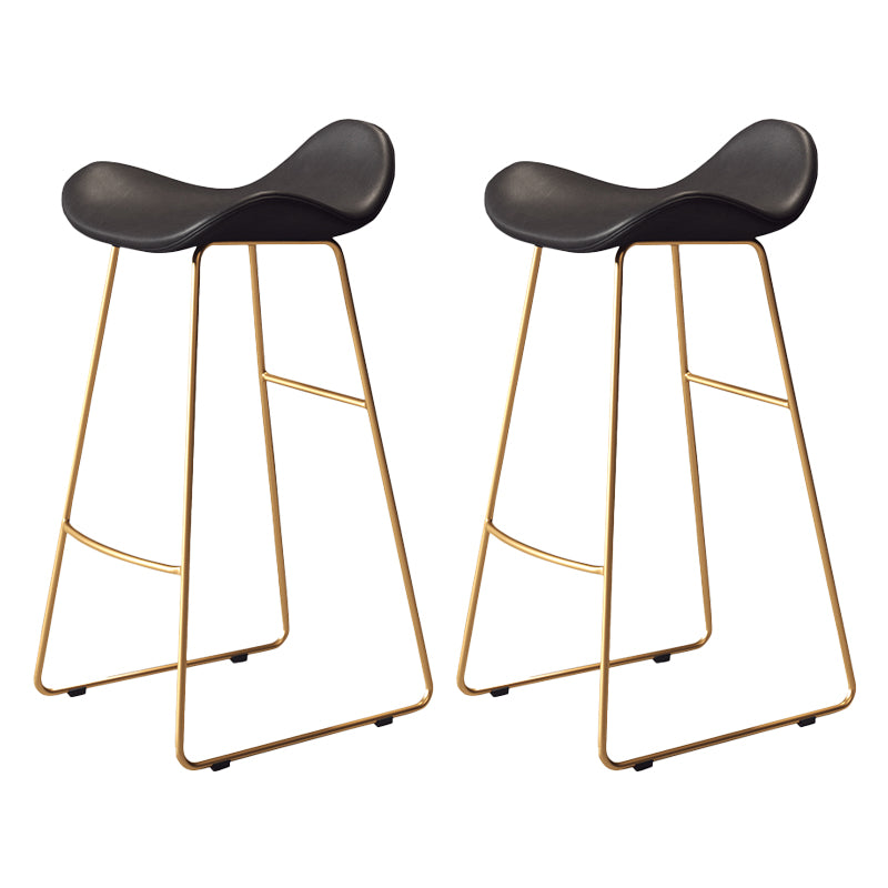 Glam Style Faux Leather Barstool Saddle Seat Bar Stool for Living Room