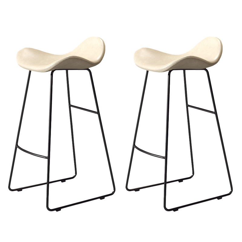 Glam Style Faux Leather Barstool Saddle Seat Bar Stool for Living Room