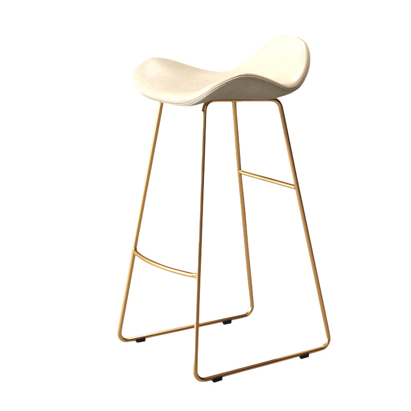 Glam Style Faux Leather Barstool Saddle Seat Bar Stool for Living Room