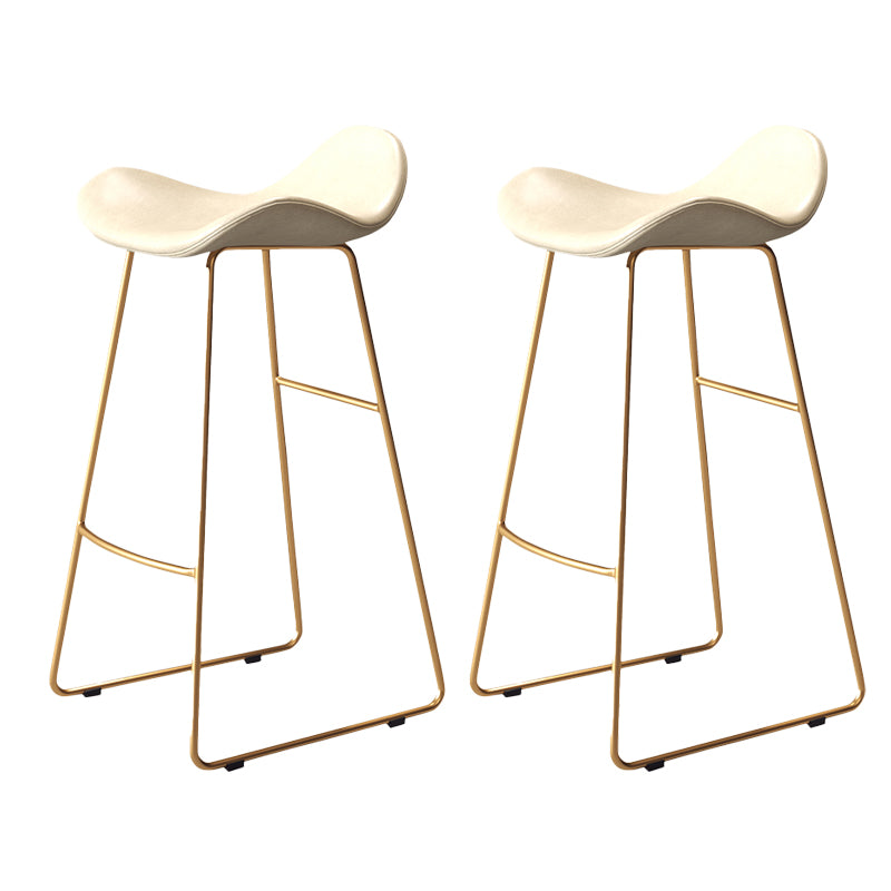 Glam Style Faux Leather Barstool Saddle Seat Bar Stool for Living Room