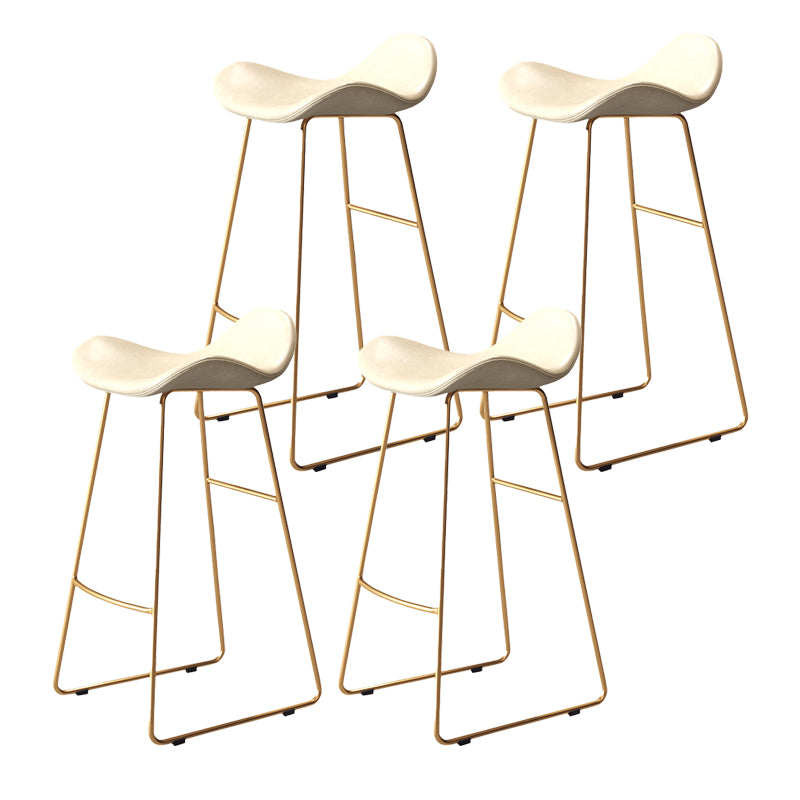 Glam Style Faux Leather Barstool Saddle Seat Bar Stool for Living Room