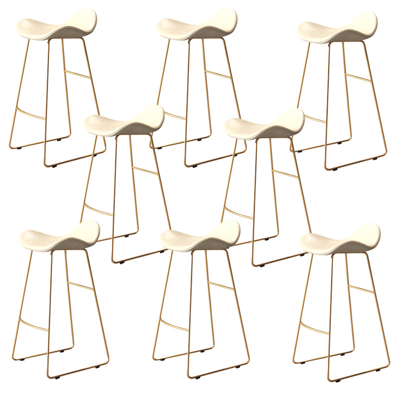 Glam Style Faux Leather Barstool Saddle Seat Bar Stool for Living Room