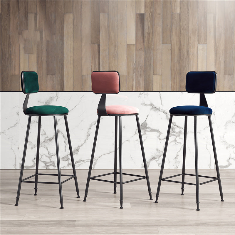 Contemporary Style Barstool Round Low Back Bar Stool with Black Frame
