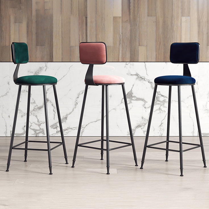 Contemporary Style Barstool Round Low Back Bar Stool with Black Frame