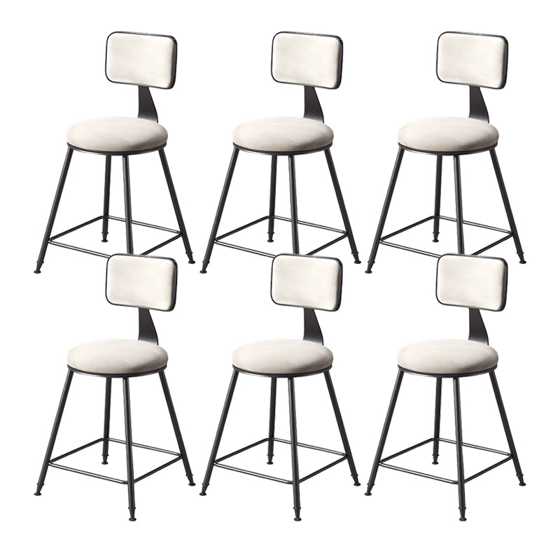 Contemporary Style Barstool Round Low Back Bar Stool with Black Frame