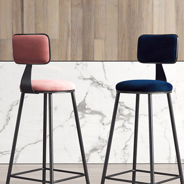 Contemporary Style Barstool Round Low Back Bar Stool with Black Frame