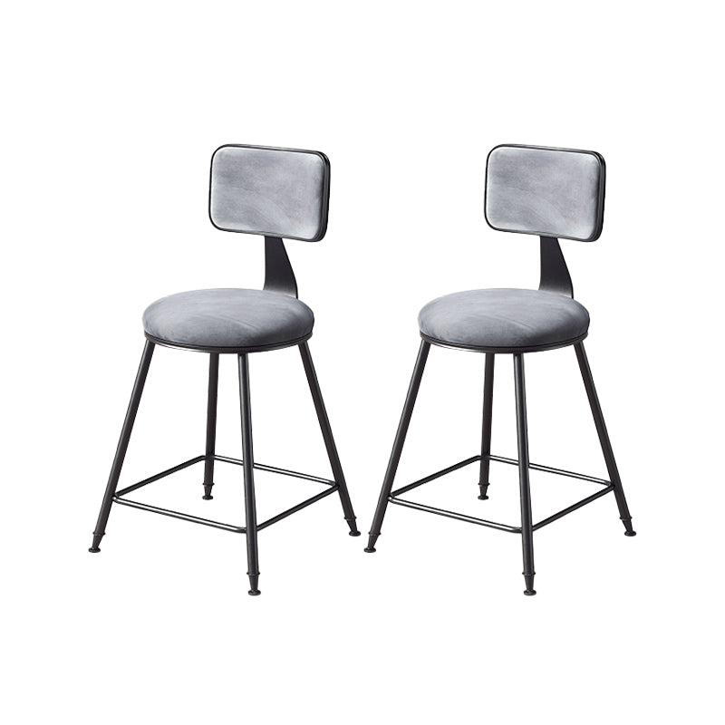 Contemporary Style Barstool Round Low Back Bar Stool with Black Frame
