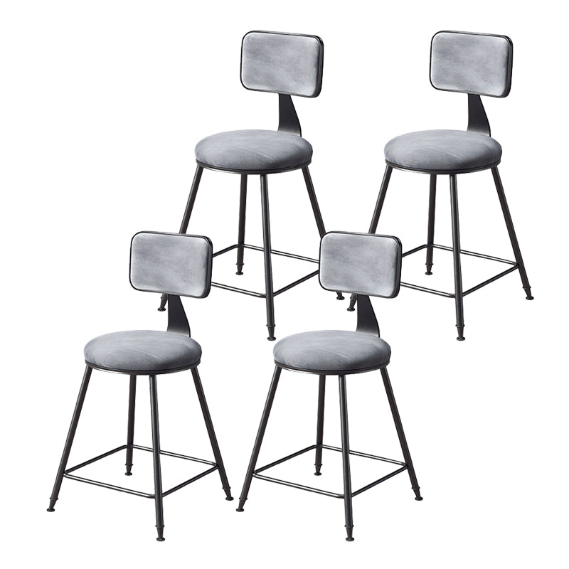 Contemporary Style Barstool Round Low Back Bar Stool with Black Frame