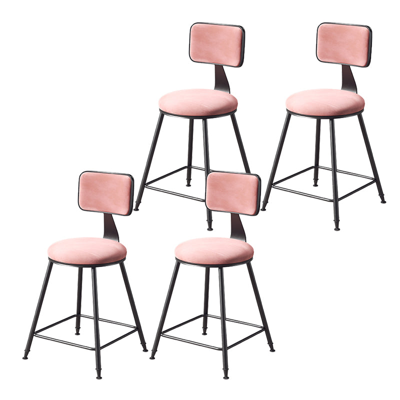 Contemporary Style Barstool Round Low Back Bar Stool with Black Frame