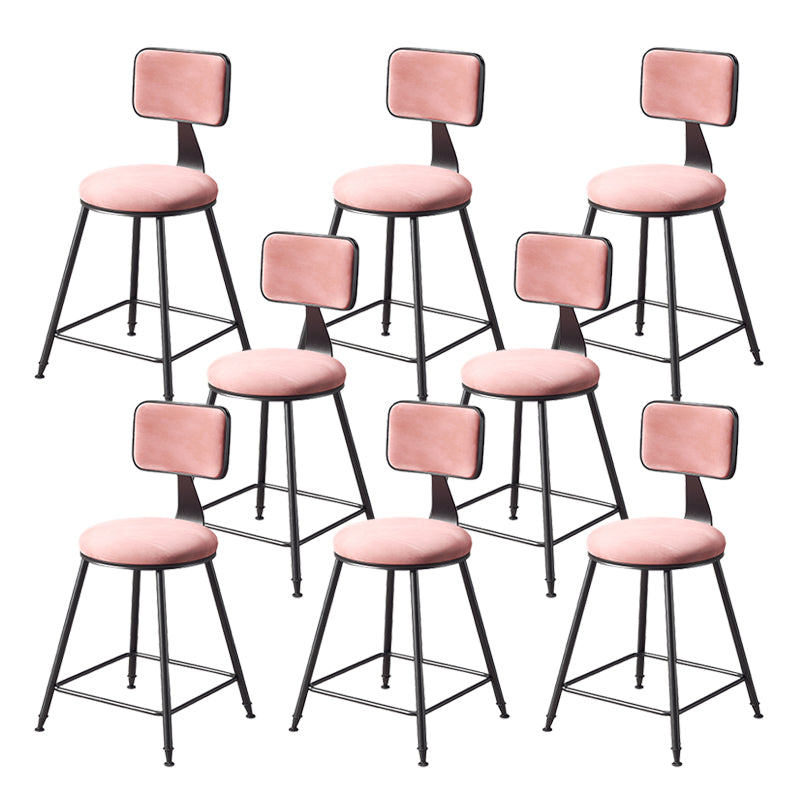 Contemporary Style Barstool Round Low Back Bar Stool with Black Frame