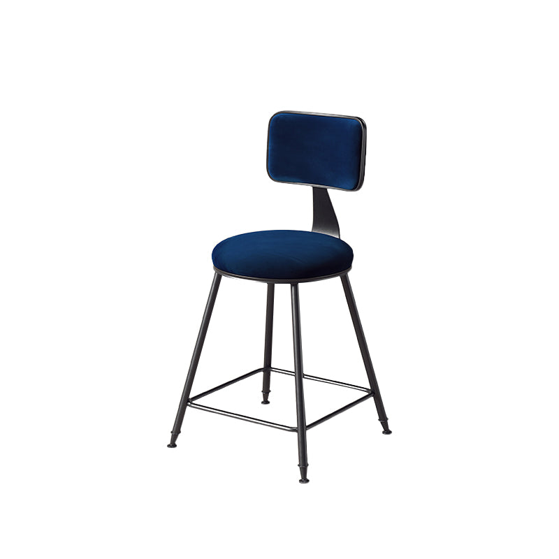 Contemporary Style Barstool Round Low Back Bar Stool with Black Frame