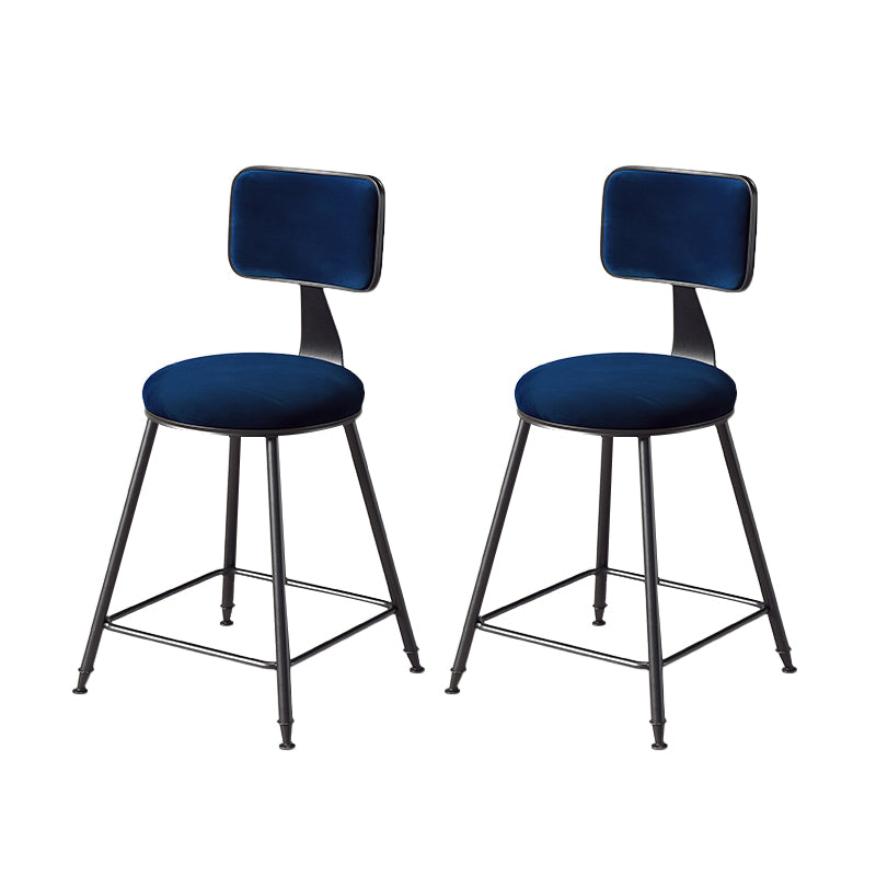 Contemporary Style Barstool Round Low Back Bar Stool with Black Frame