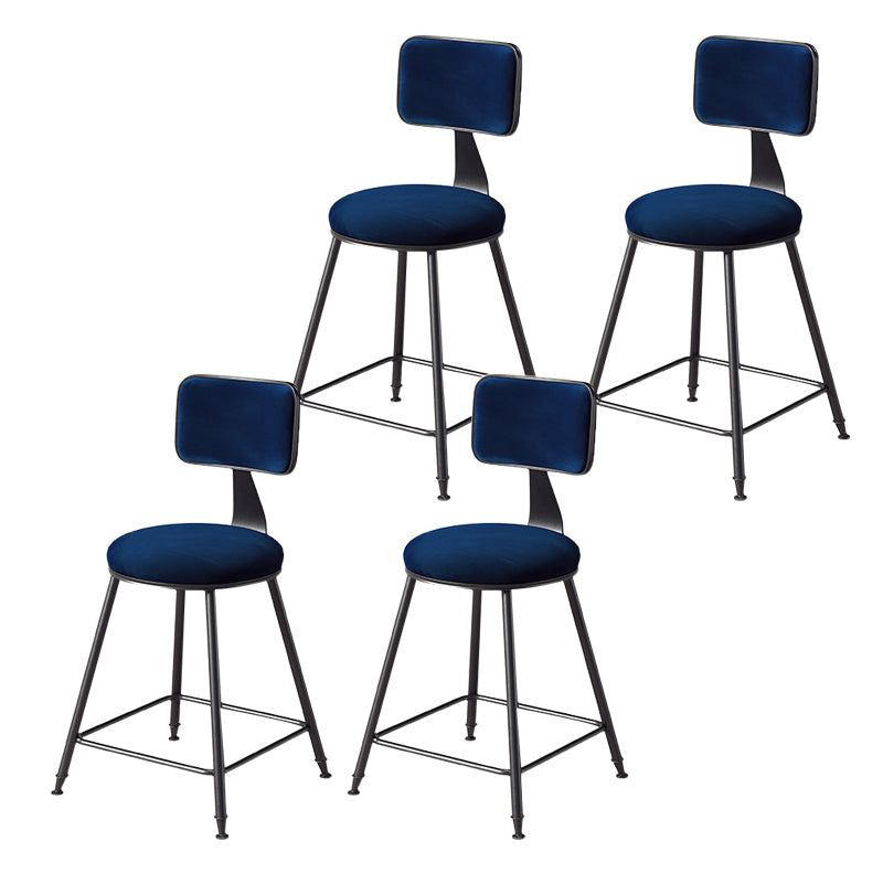 Contemporary Style Barstool Round Low Back Bar Stool with Black Frame