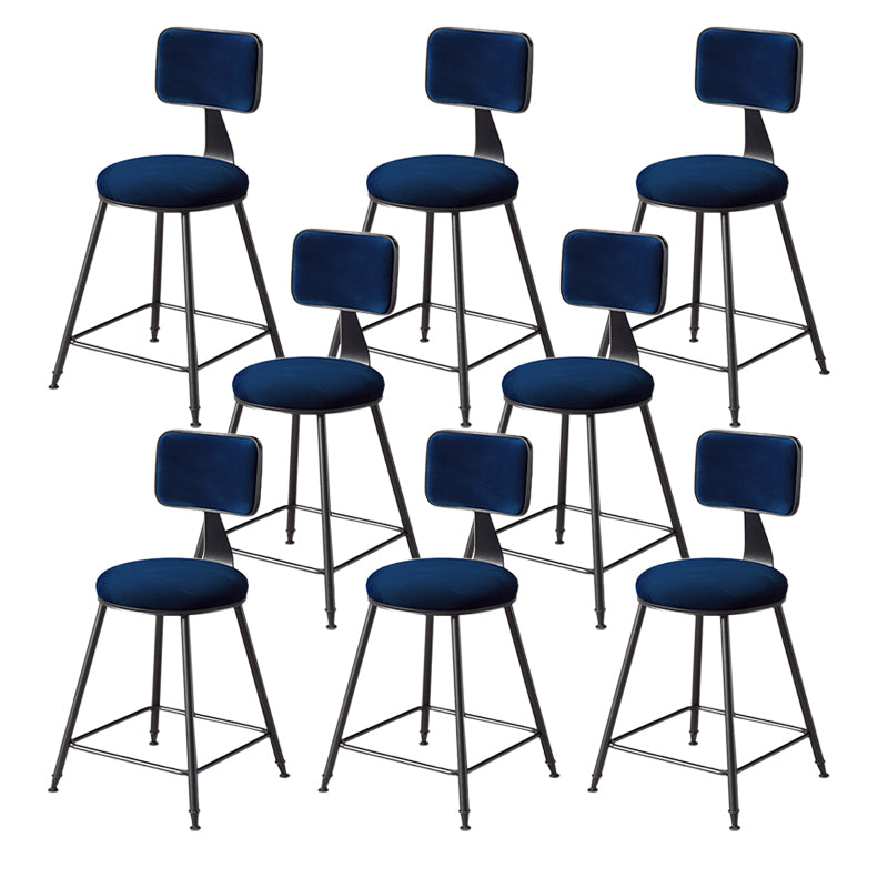 Contemporary Style Barstool Round Low Back Bar Stool with Black Frame