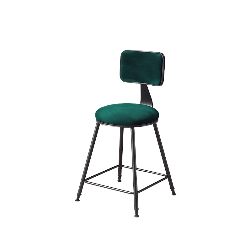 Contemporary Style Barstool Round Low Back Bar Stool with Black Frame
