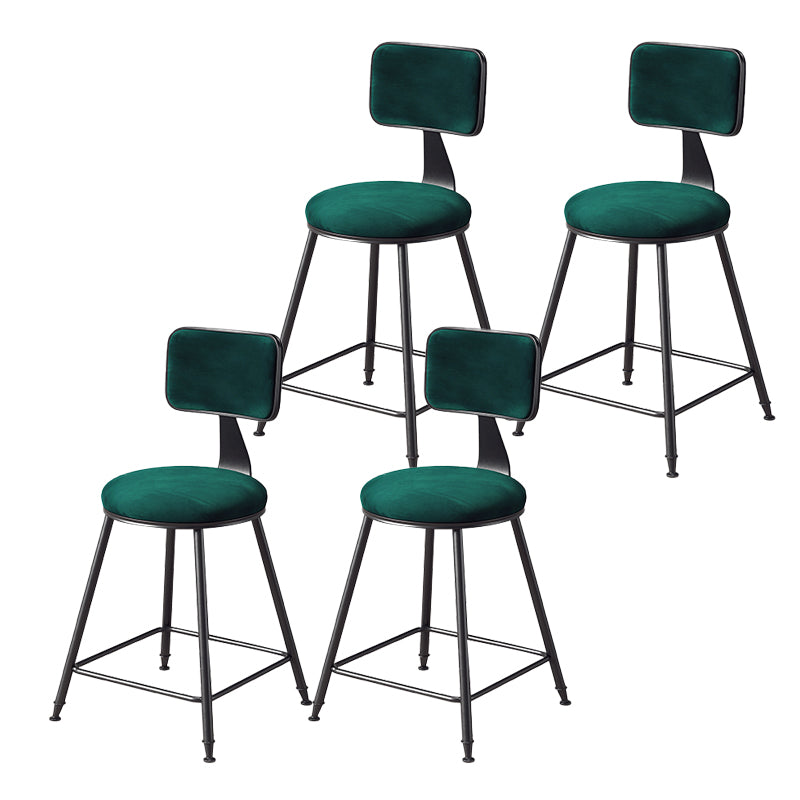 Contemporary Style Barstool Round Low Back Bar Stool with Black Frame
