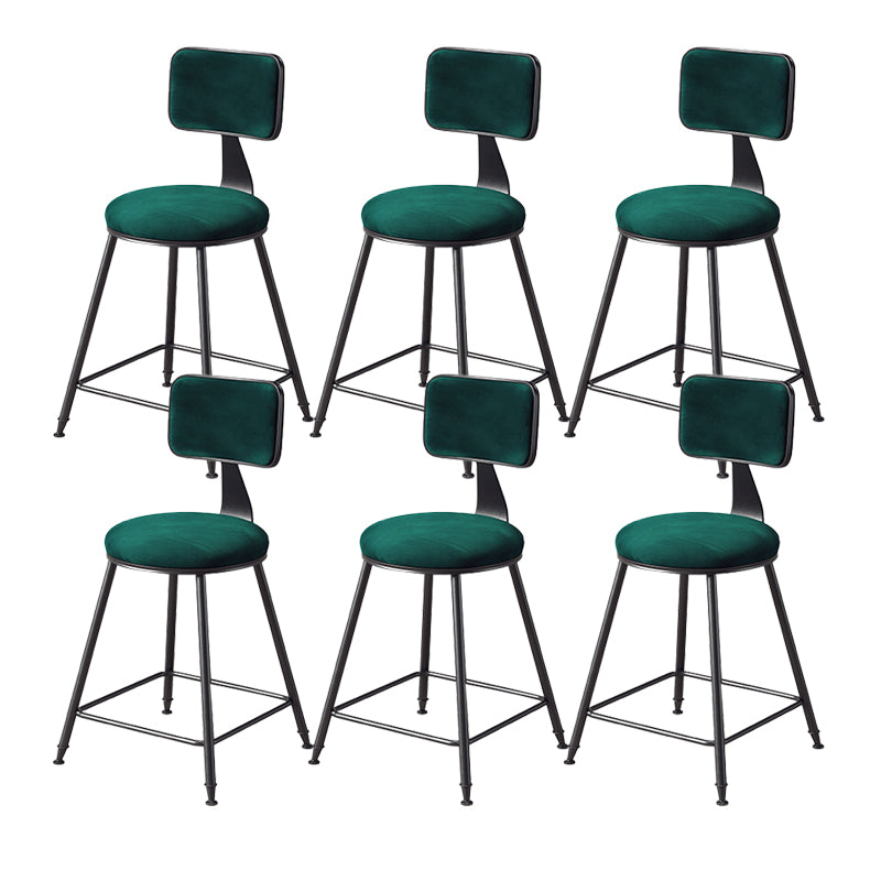 Contemporary Style Barstool Round Low Back Bar Stool with Black Frame