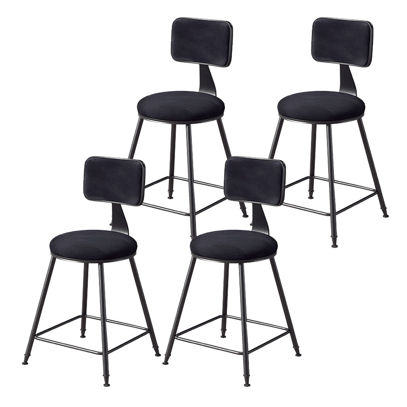 Contemporary Style Barstool Round Low Back Bar Stool with Black Frame