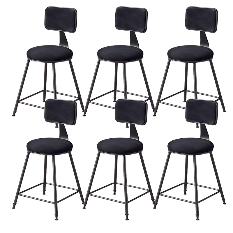 Contemporary Style Barstool Round Low Back Bar Stool with Black Frame