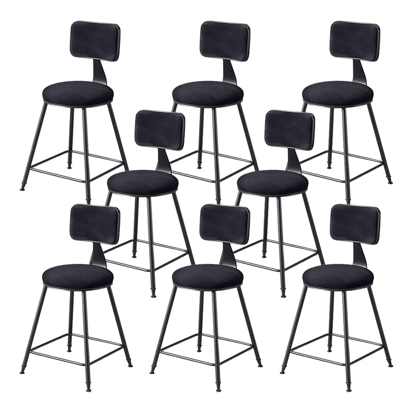 Contemporary Style Barstool Round Low Back Bar Stool with Black Frame