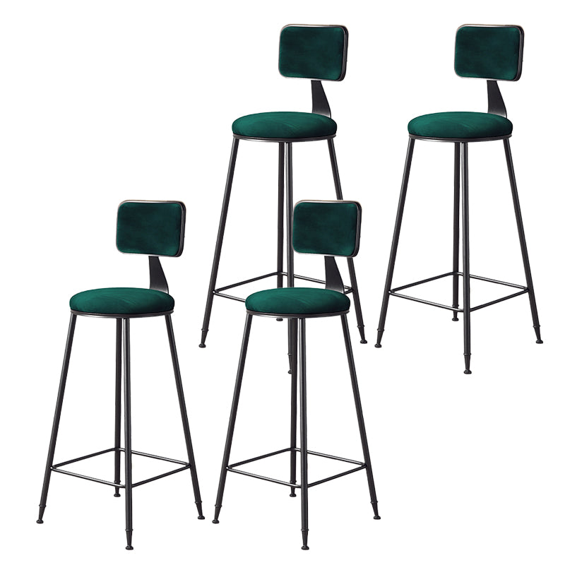 Contemporary Style Barstool Round Low Back Bar Stool with Black Frame