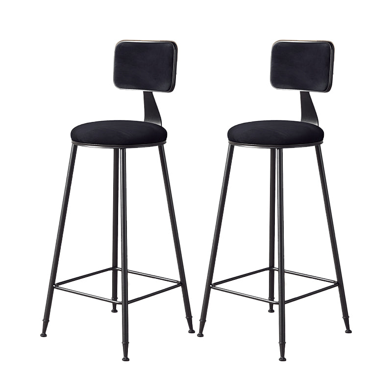Contemporary Style Barstool Round Low Back Bar Stool with Black Frame