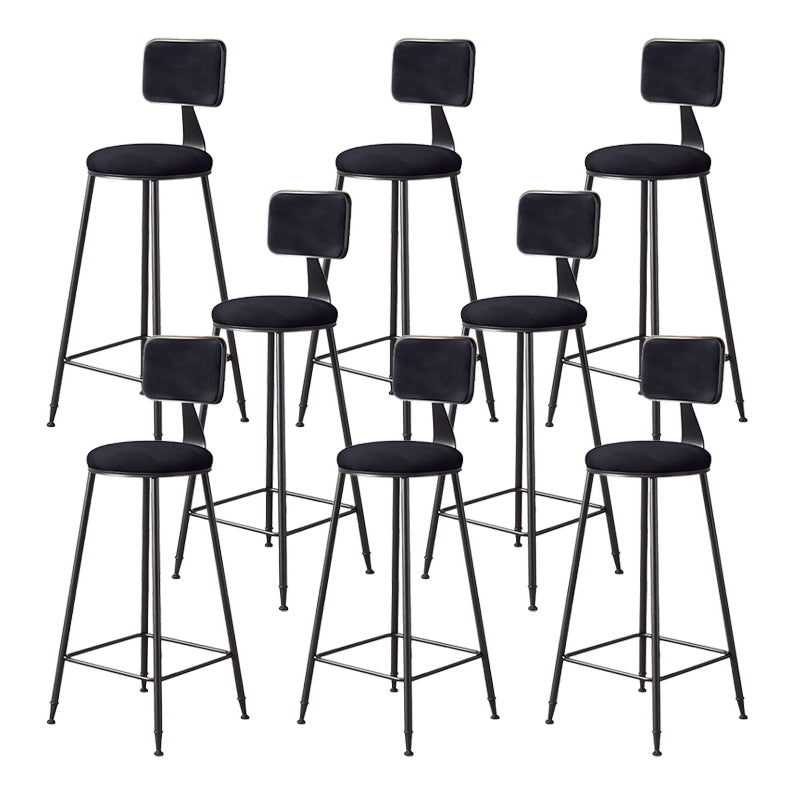 Contemporary Style Barstool Round Low Back Bar Stool with Black Frame