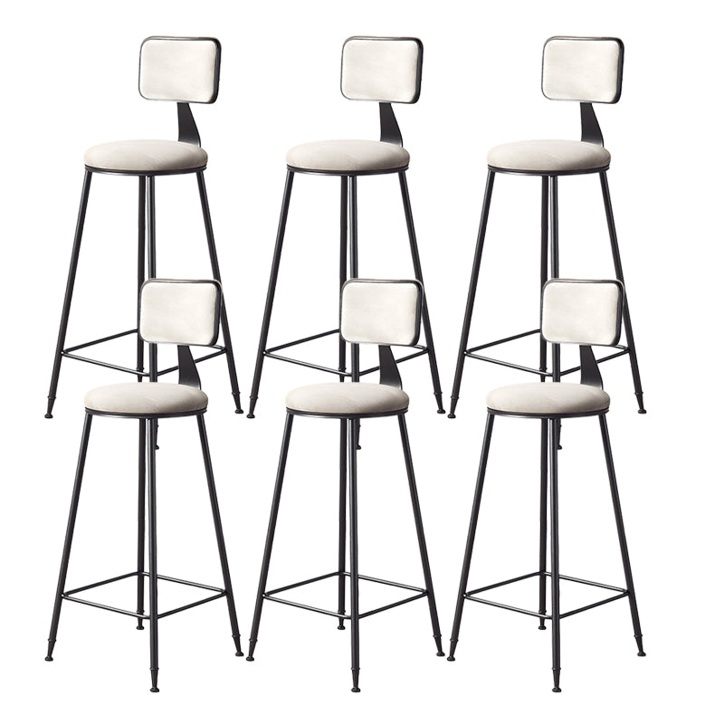 Contemporary Style Barstool Round Low Back Bar Stool with Black Frame