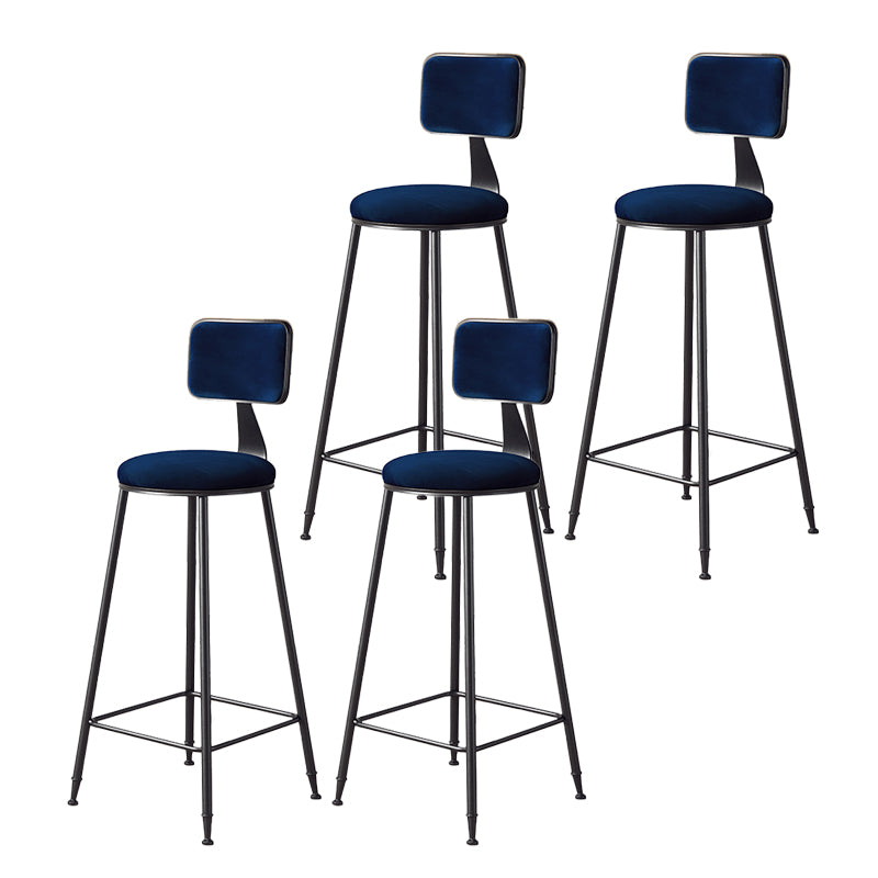 Contemporary Style Barstool Round Low Back Bar Stool with Black Frame