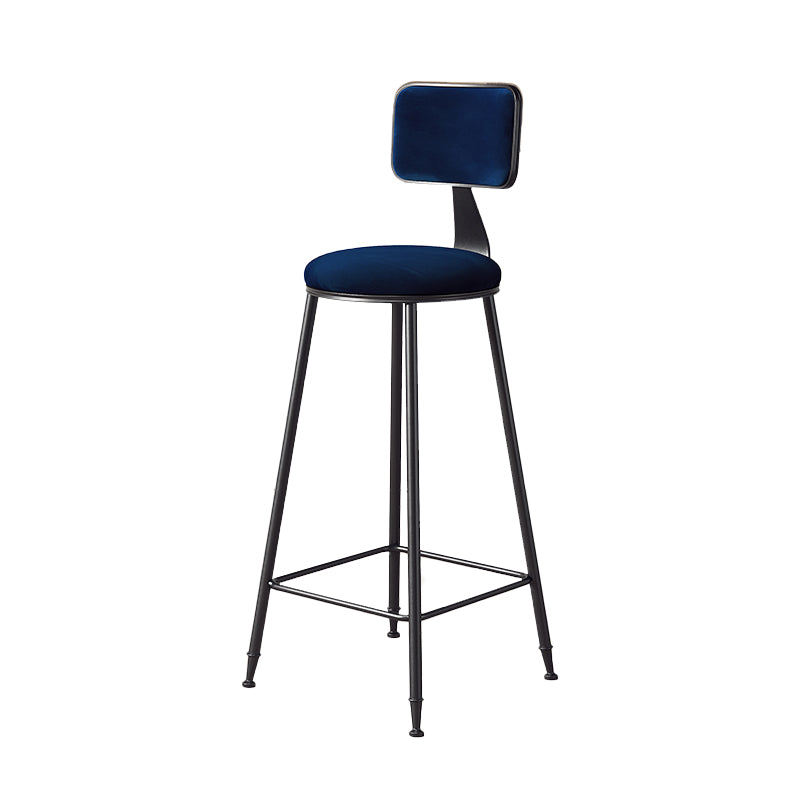 Contemporary Style Barstool Round Low Back Bar Stool with Black Frame