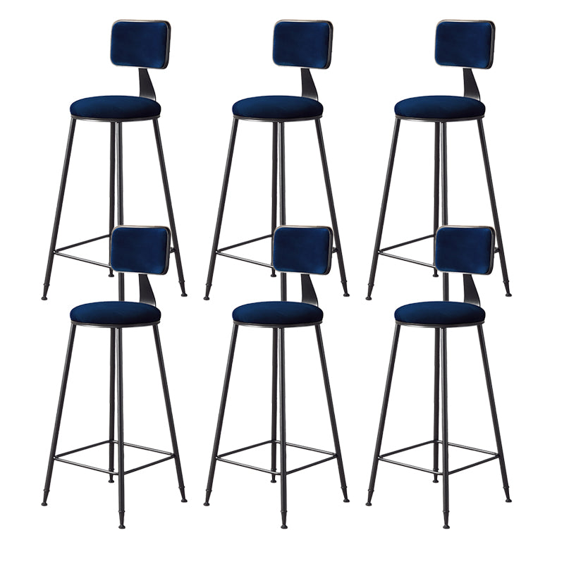 Contemporary Style Barstool Round Low Back Bar Stool with Black Frame