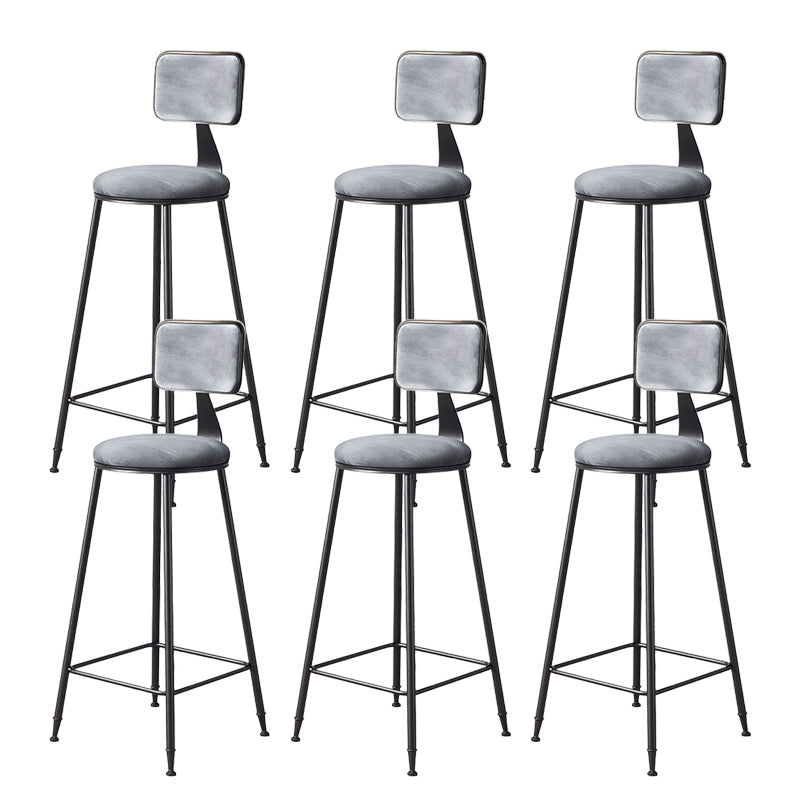 Contemporary Style Barstool Round Low Back Bar Stool with Black Frame