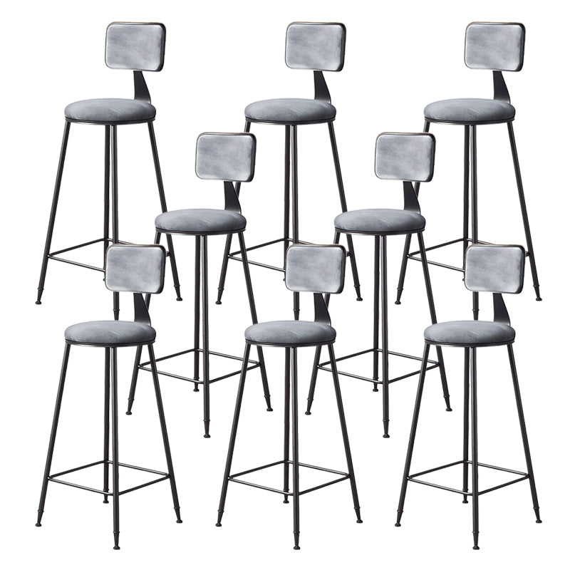 Contemporary Style Barstool Round Low Back Bar Stool with Black Frame