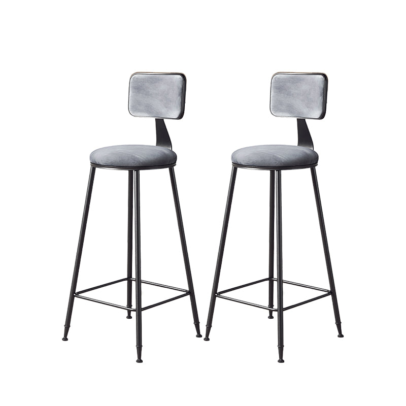 Contemporary Style Barstool Round Low Back Bar Stool with Black Frame