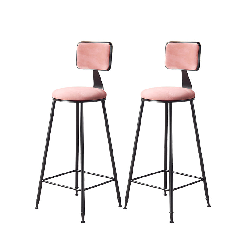 Contemporary Style Barstool Round Low Back Bar Stool with Black Frame
