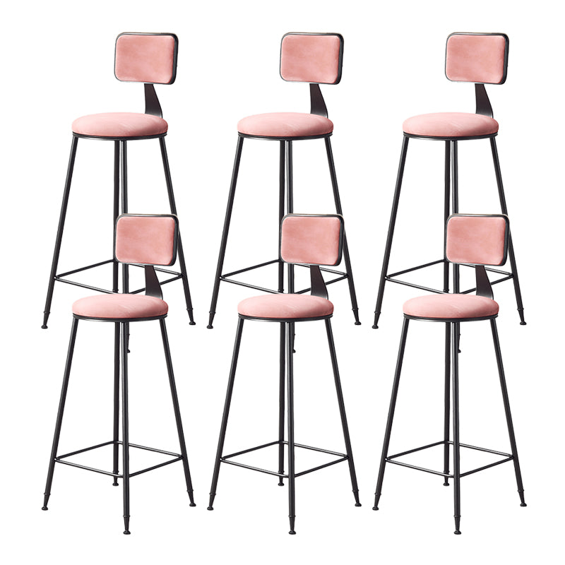 Contemporary Style Barstool Round Low Back Bar Stool with Black Frame